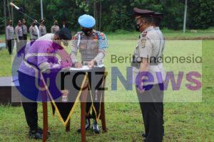 Polres Tulang Bawang Barat Gelar Upacara Sertijab Kapolsek Tulang Bawang Tengah dan Kapolsek Gunung Agung.