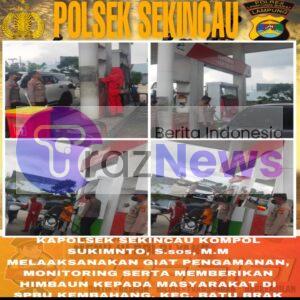 Polsek Sekincau Giat Pengamanan Lalin Di SPBU 24.345.110 Kembahang