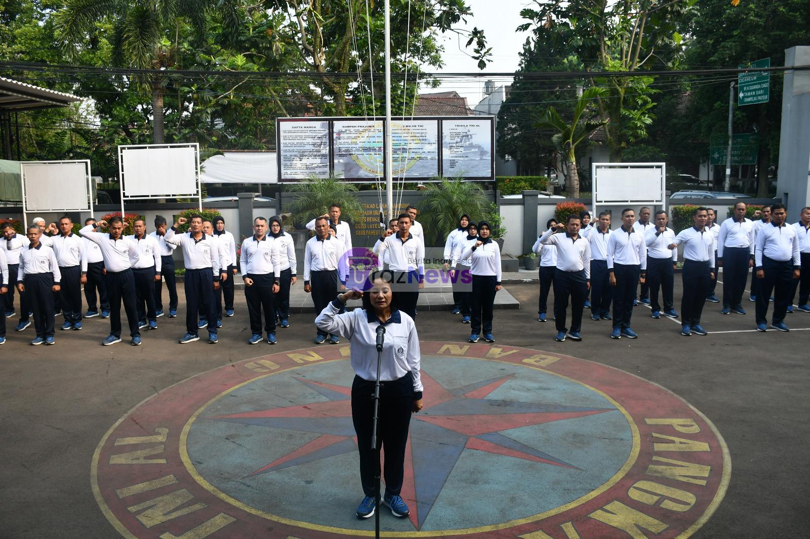 Komandan Beserta Personel Lanal Bandung Ikuti Apel Khusus Dalam Rangka Rangkaian Kegiatan Sertijab Pangkoarmada I