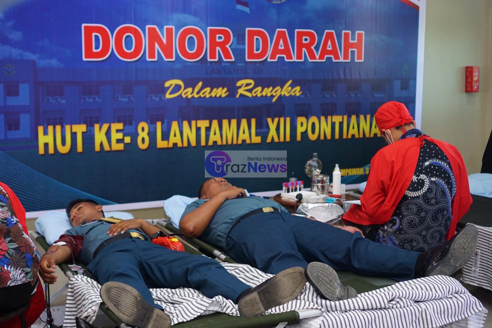 Lantamal XII Gelar Donor Darah Bersama PMI Pontianak Dalam Rangka HUT Ke-8 Lantamal XII