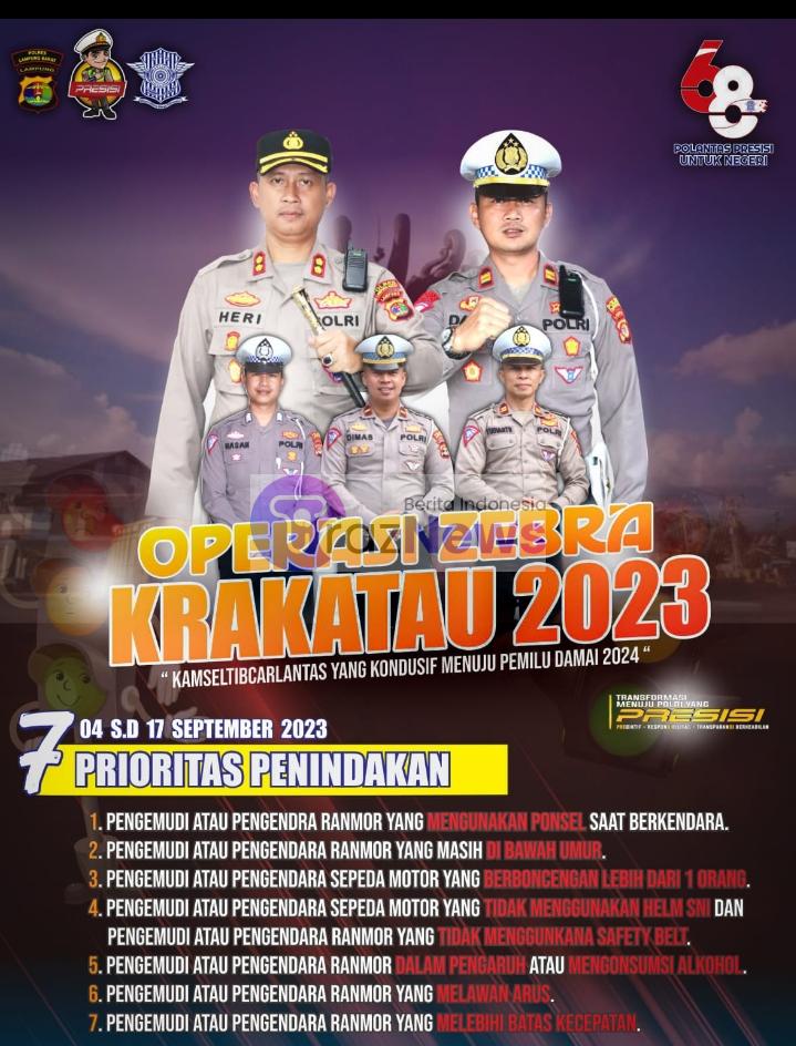 Perlu Anda Ketahui..! Ada 7 Jenis Prioritas Penindakan Dalam Operasi Zebra Krakatau 2023.