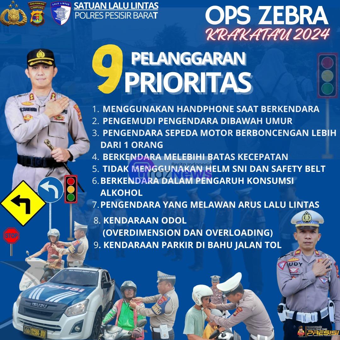 Polres Pesisir Barat Gelar Operasi Zebra Krakatau 2024: Fokus pada 9 Pelanggaran Lalu Lintas