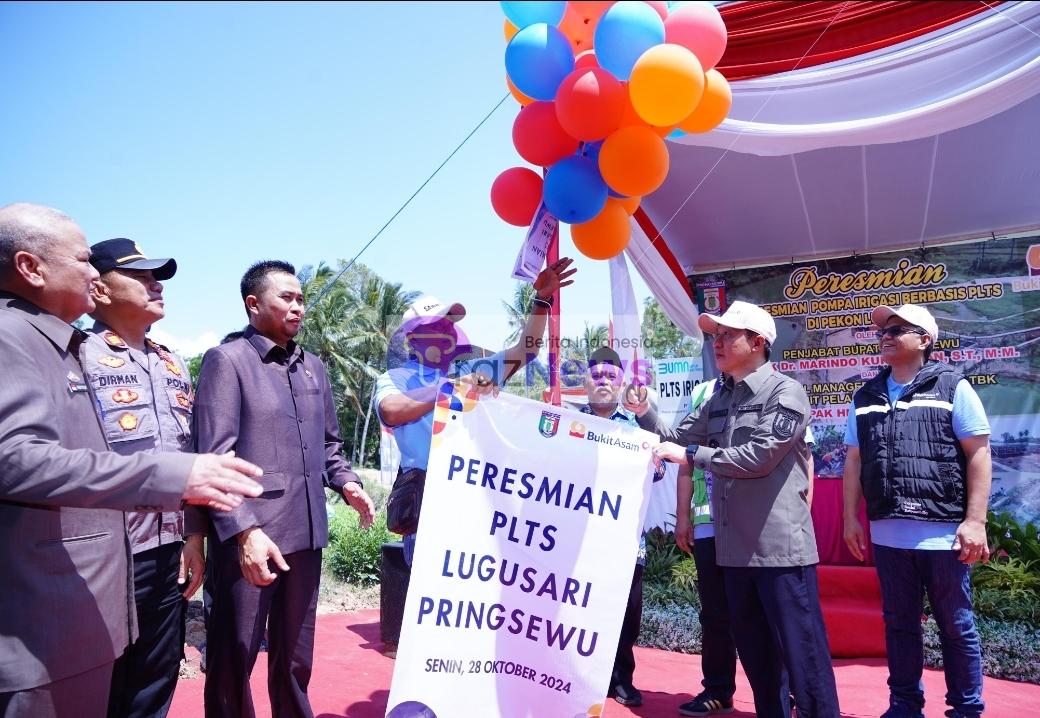 Pompa Irigasi Berbasis PLTS Bantuan PT. Bukit Asam Diresmikan Pj Bupati Pringsewu