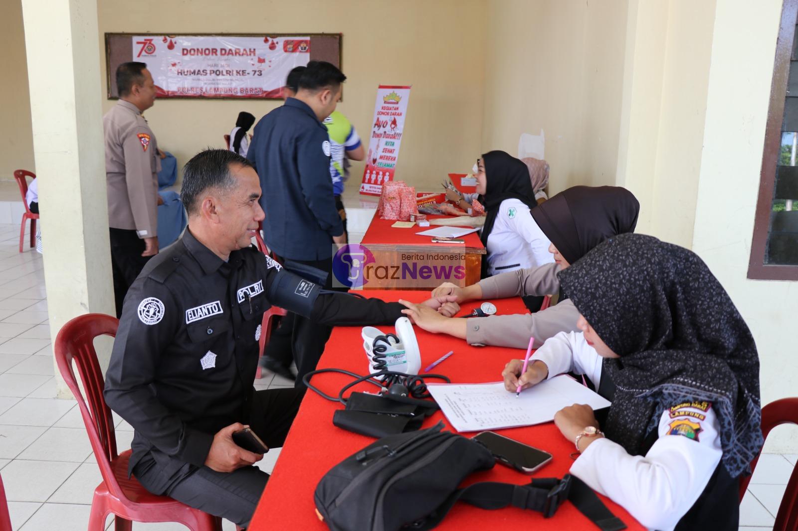 Polres Lampung Barat Laksanakan Donor Darah dalam Rangka HUT Humas ke-73