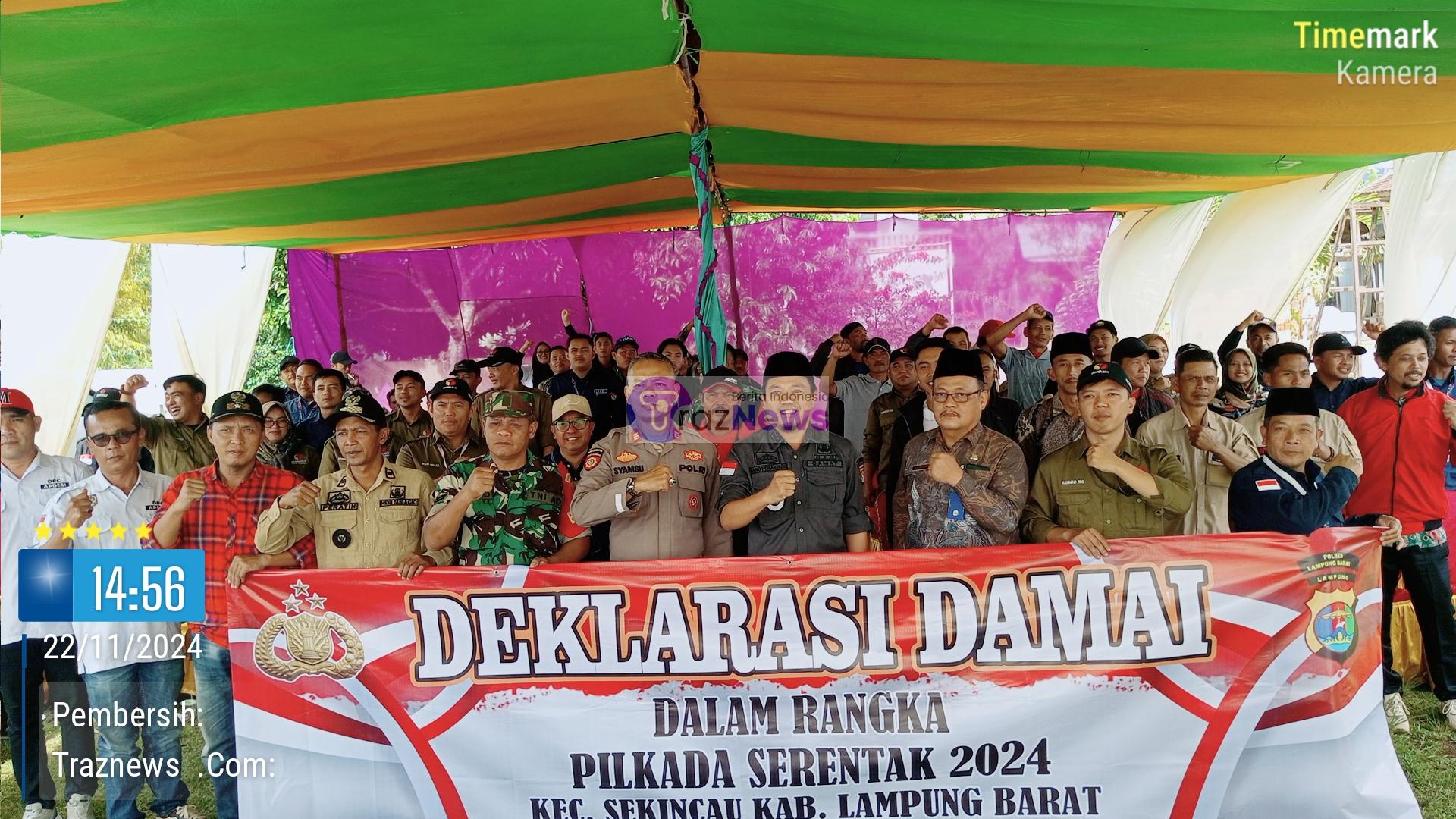 Polsek Sekincau Polres Lampung Barat Gelar Deklarasi Damai Pilkada 2024,