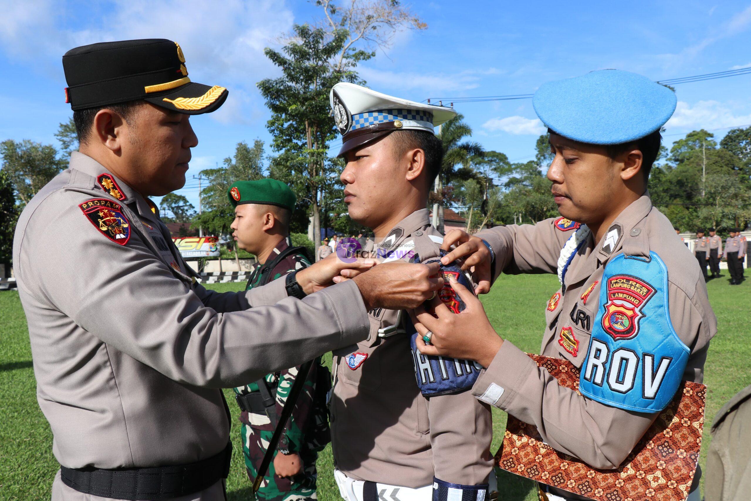 Kapolres Lampung Barat Pimpin Langsung Apel Gelar Pasukan Operasi Lilin Krakatau 2024