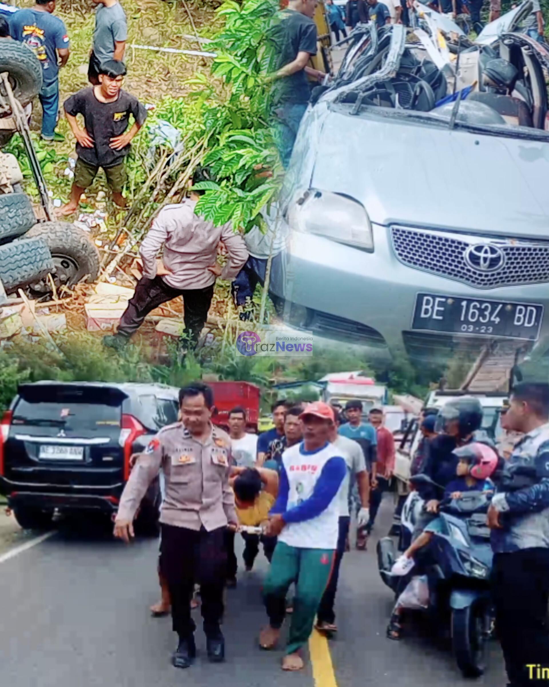 Lakalantas di Sunjaya Pekon Giham Sukamaju.Truck Masuk Jurang Mobil Pribadi Rusak Parah!!!