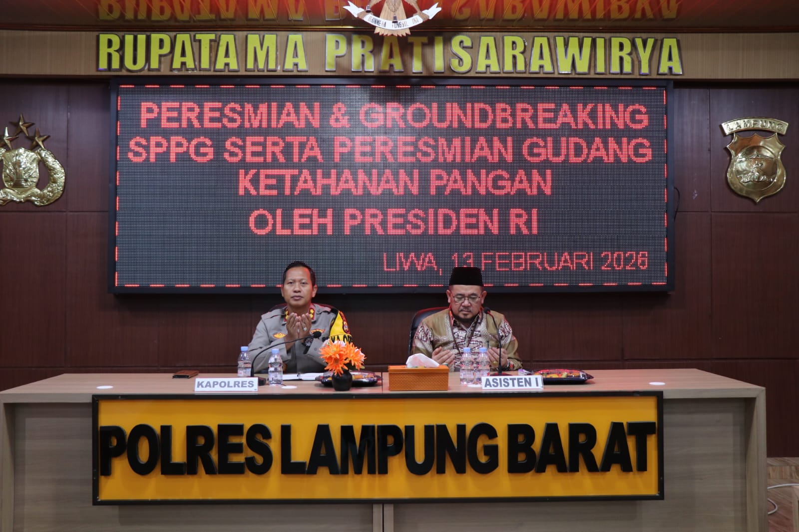 Kapolres Lampung Barat Hadiri Peresmian 510 SPPG Polri dan Groundbreaking 107 SPPG Polri Secara Virtual