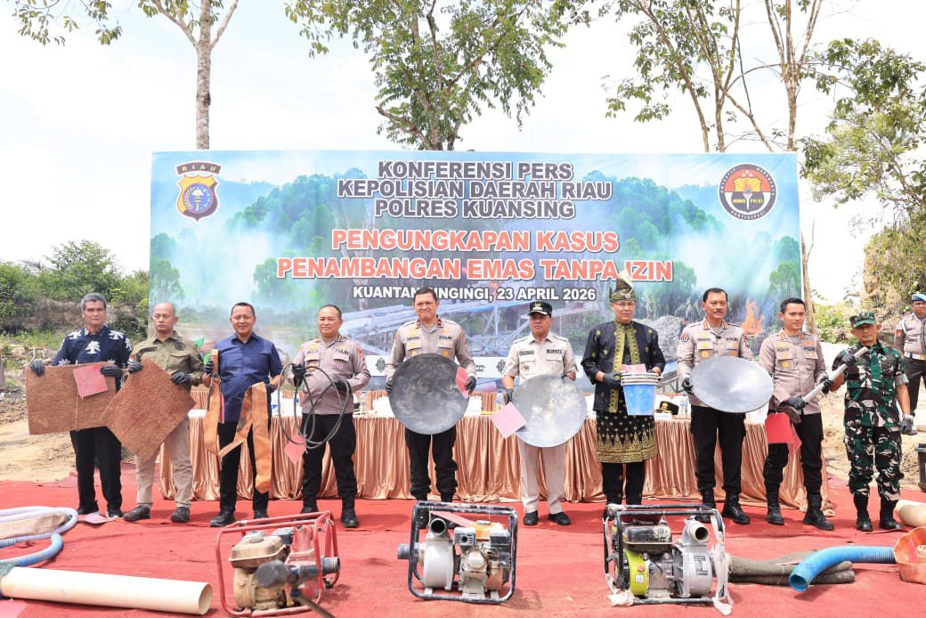 Operasi PETI Polda Riau: 29 Kasus Terbongkar, 1.167 Rakit Tambang Ilegal Dimusnahkan