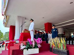 Wabup Hankam Hasan Pimpin Upacara Penurunan Bendera HUT ke-81 RI.