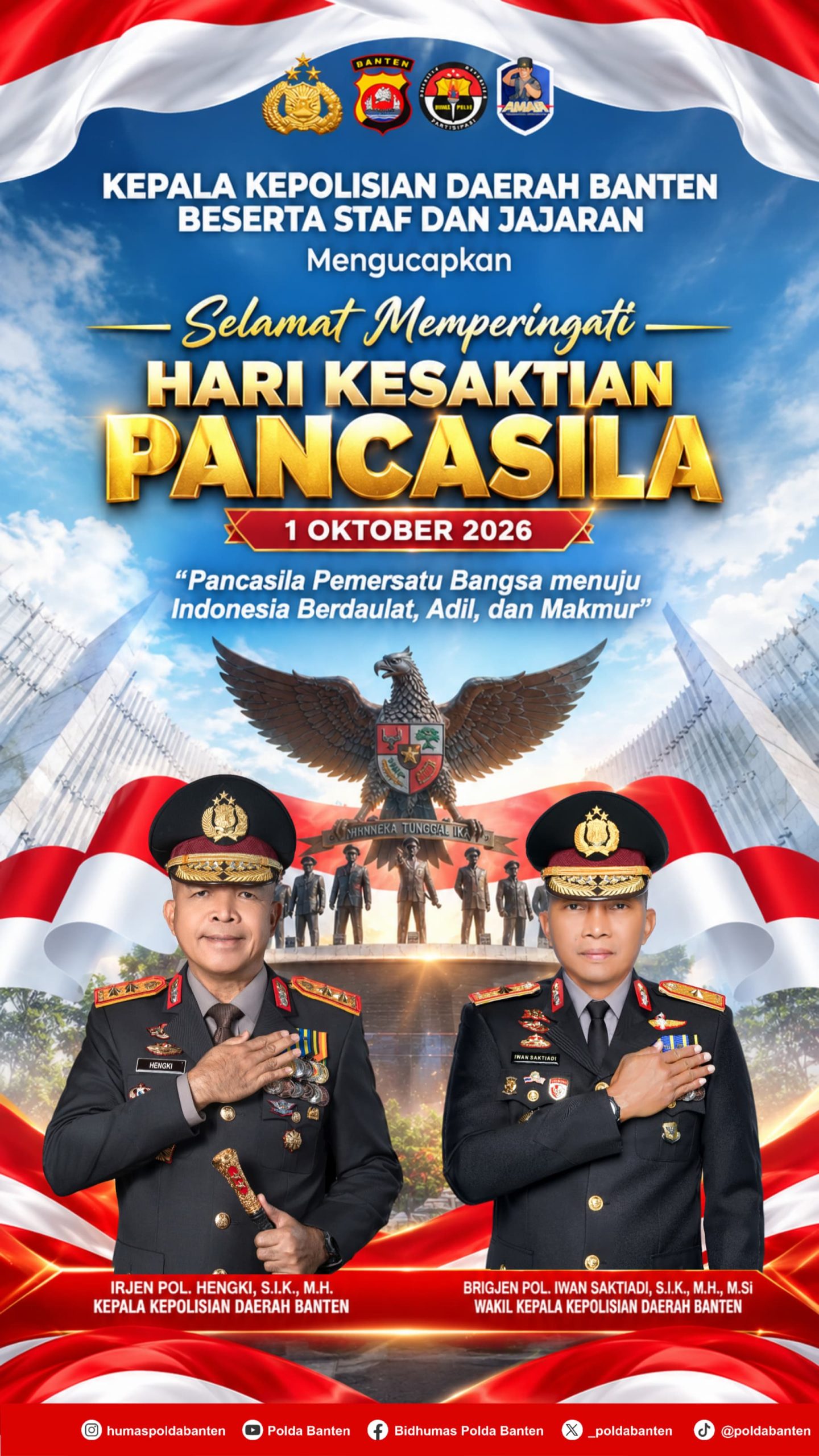 Kapolda Banten Ucapkan Selamat Hari Kesaktian Pancasila, Ajak Amalkan Nilai Pancasila